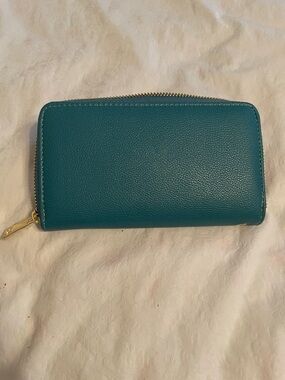 Boon Supply Teal Zip-Around Leather Wallet - With Wristband